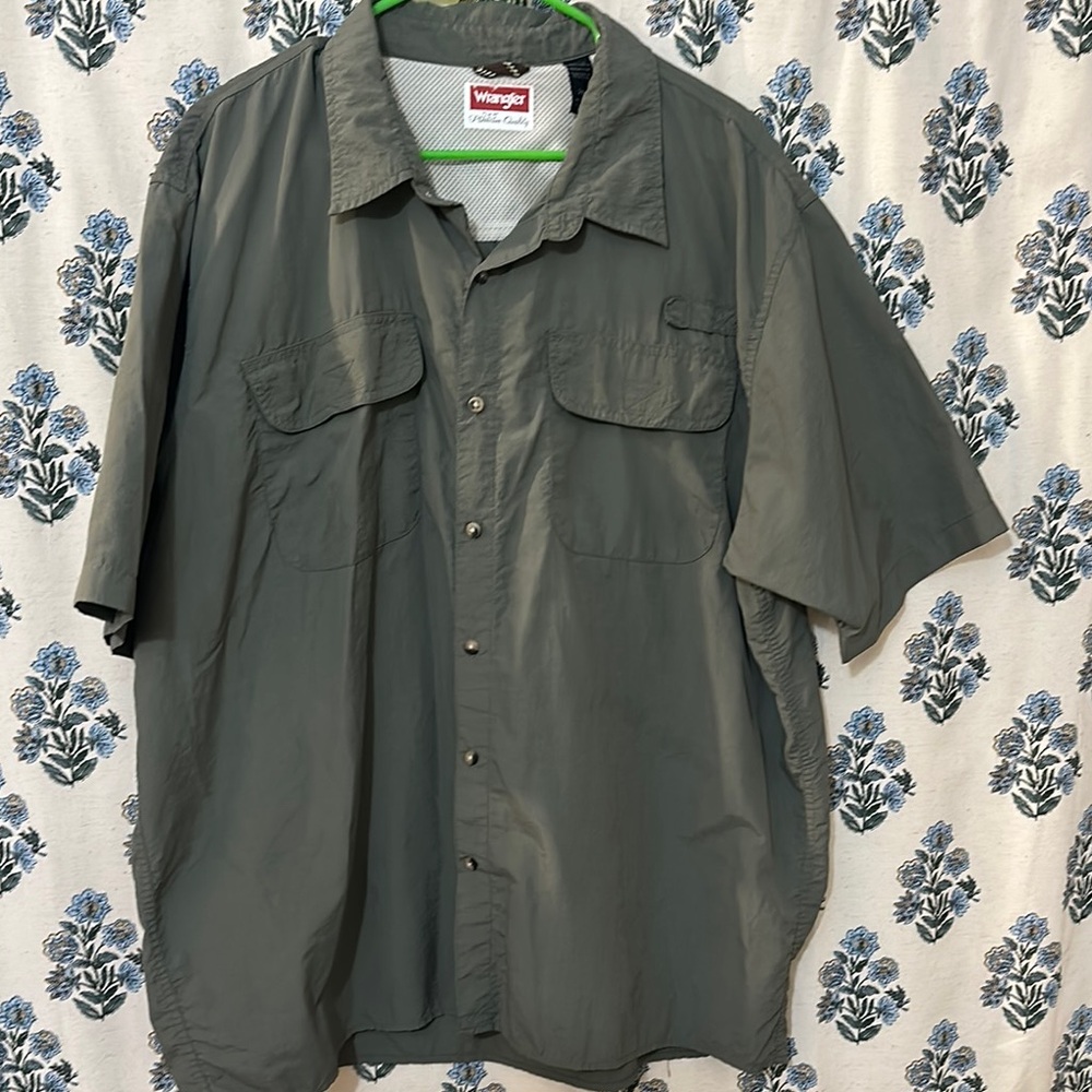 Wrangler Men's Casual Button Down Shirt - Olive Green 2X
